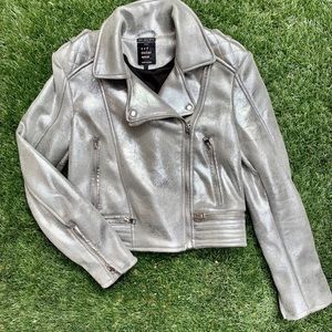 Zara TRF Metallic Silver Moro Jacket